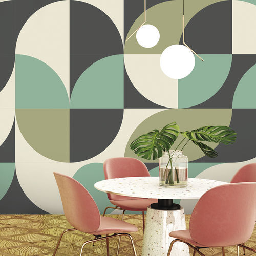 Vintage-Tapete - ARTIUM AM6832 - LGD01 décor mural sur mesure - Panorama / mit geometrischen Motiven / grün