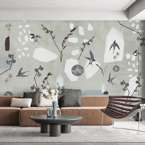 Moderne Tapete - PAMPA - LGD01 décor mural sur mesure - Naturmotiv / Blumen / Stoffoptik