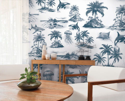 Klassische Tapete - ATOLL - LGD01 décor mural sur mesure - Naturmotiv / Tiermuster / Toile-de-Jouy-Motiv