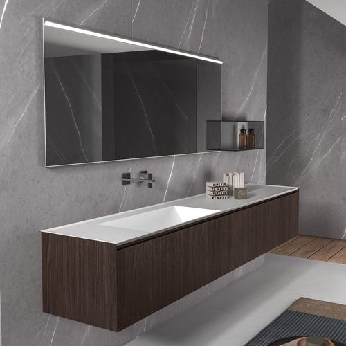Doppelter Waschtisch-Unterschrank - IKON - BMT Bagni - wandhängend / Holz / modern