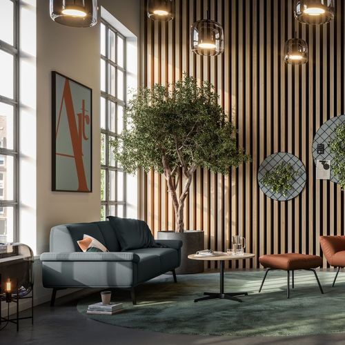 Minimalistisches Sofa - SALO - ASSMANN BÜROMÖBEL GMBH & CO. KG - Metall / mit Armlehnen / Polster