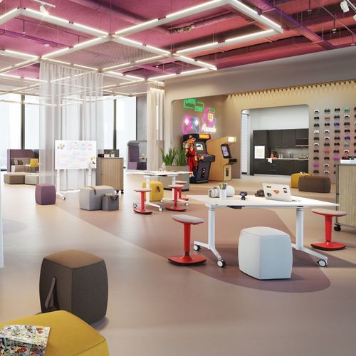 Moderner Hocker - BARI - ASSMANN BÜROMÖBEL GMBH & CO. KG - Stoff / Kunstleder / Gestell aus Kunststoff