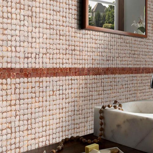 Mosaikfliese für den Innenraum - JAVA: YOGYA - Kirei USA - Wand / Kokos / mit geometrischen Motiven