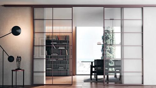 Aluminium-Raumteiler - PLANA SYSTEM NEVADA - Bertolotto Porte - Glas / beschichtet / Hartglas