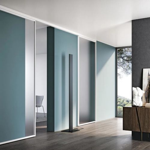 Hängende Trennwand - PLANA EASY - Bertolotto Porte - Schiebe / Aluminium / Glas