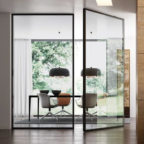 Tür für Innenbereich - VELA CRYSTAL - Bertolotto Porte - Aluminium / Hartglas / Glas