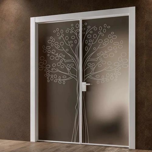 Drehende Fenstertür - NATURA ULIVO - Bertolotto Porte - einflügelig / Hartglas / maßgefertigt