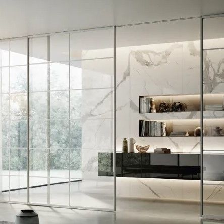 Glas-Schiebegardine - PLANA CRYSTAL BI - Bertolotto Porte - Aluminium / Hartglas / Aluminiumprofil