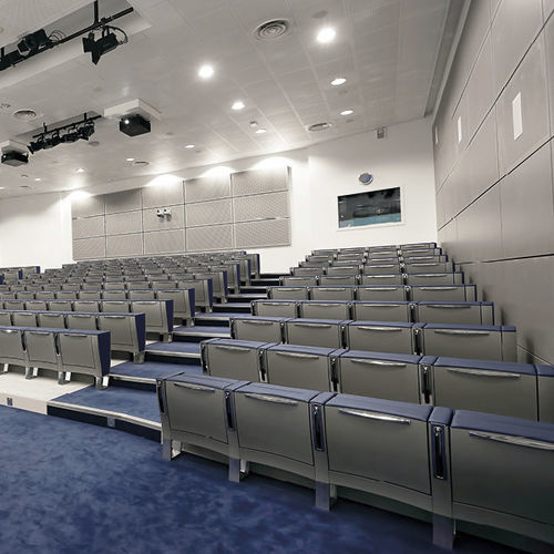 Moderner Auditoriumsessel - PREMIERE - Aresline - Leder / Holz / klappbar