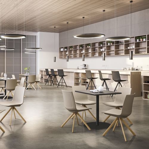 Besprechungstisch / minimalistisches Design - LINER - Aresline - Laminat / Gestell aus Metall / rund