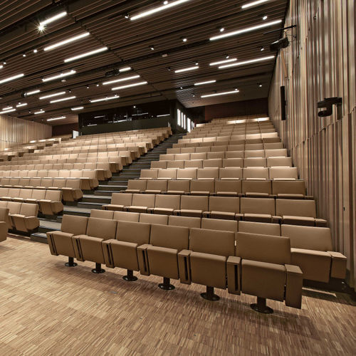 Moderner Auditoriumsessel - BNP LUXENBOURG - Aresline - Leder / Holz / versenkbar