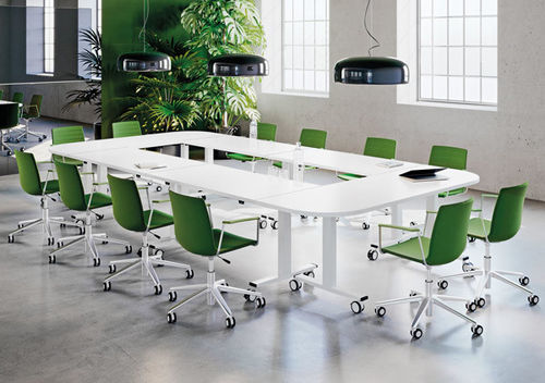 Moderner Tisch - HIP-UP FAMILY - Aresline - Spanplatte / Gestell aus Stahl / FSC-zertifiziert