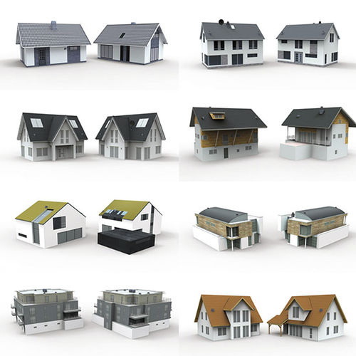 2D/3D Objektbibliothek - EUROPEAN HOUSES - LO-POLY - DOSCH DESIGN