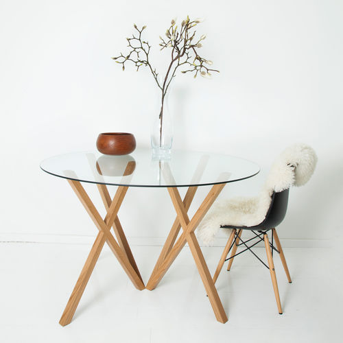 Tisch / skandinavisches Design - MIKA - Hans Hansen Furniture - Glas / Gestell aus Eiche / rechteckig