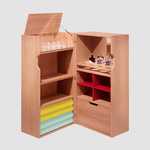 Barschrank / skandinavisches Design - REMIX (D)RUNK - Hans Hansen Furniture - MDF / Natureiche / mit Schubladen