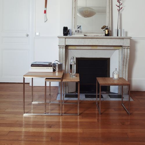Moderner Satztisch - H 2 series - Hans Hansen Furniture - Massivholz / Glas / HPL