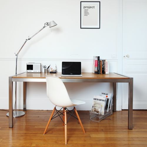 Bodenstehender Schreibtisch - PURE H 811 - Hans Hansen Furniture - modern / Massivholz / Glas