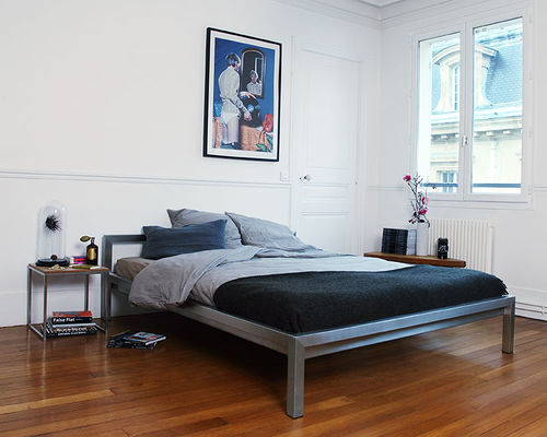 Doppelbett - PURE  - Hans Hansen Furniture - modern / Kopfteil / gebürsteter Edelstahl
