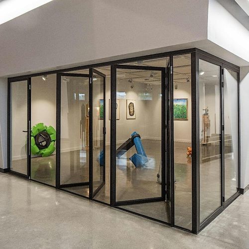 Schiebe-Stapel-Trennwand - SL45 - NanaWall - Falt / mit Glasfront / Aluminium