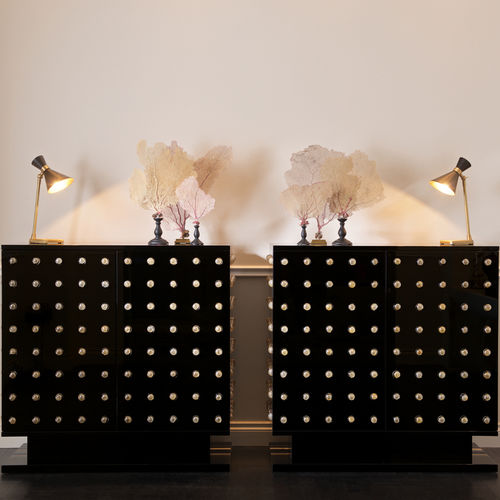 Hohes Sideboard - SPHERA - DOM edizioni - modern / lackiertes Holz / schwarz