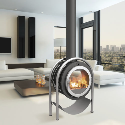 Holzkamin - OULA - ATELIERS FRANCE TURBO - hängend / Einseitig / geschlossene Feuerstelle