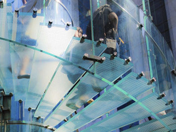 Glasscheibe / ESG Glas - WEAVE  - CRISTAL PONTEVEDRESA - transparent / für Boden / rutschfest