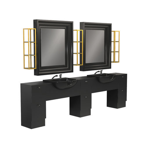 Moderner Schminktisch - BACKINBLACK 2P - Gamma & Bross - Laminat / lackiertes Glas / Aluminium