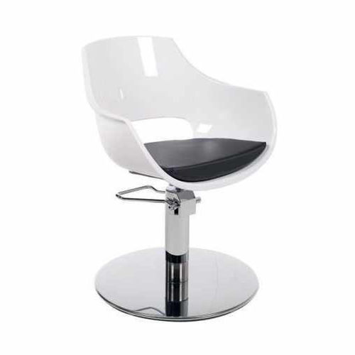 Moderner Friseurstuhl - CLARA WHITE R - Gamma & Bross - Vinyl / Kunststoff / mit Hubhydraulik
