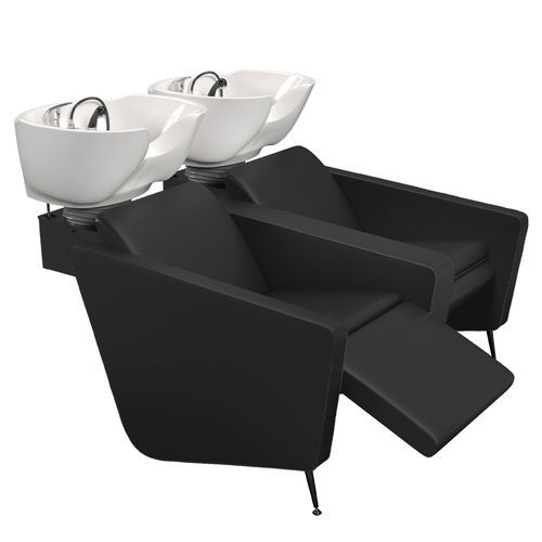 Waschsessel mit Fußstütze - IONIANWASH 2P SHIATSU BLACK - Gamma & Bross - Kunstleder / Keramik / Zweisitzer
