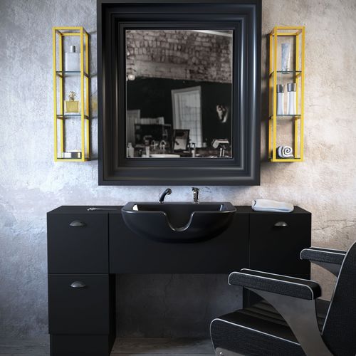 Moderner Schminktisch - BACKINBLACK - Gamma & Bross - Laminat / lackiertes Glas / Aluminium