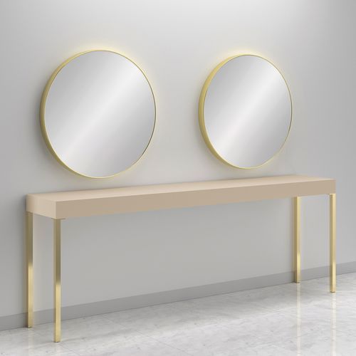 Moderner Schminktisch - CONSOLLE RONDE 2P GOLD - Gamma & Bross - Laminat / wandmontiert / für Frisörsalon