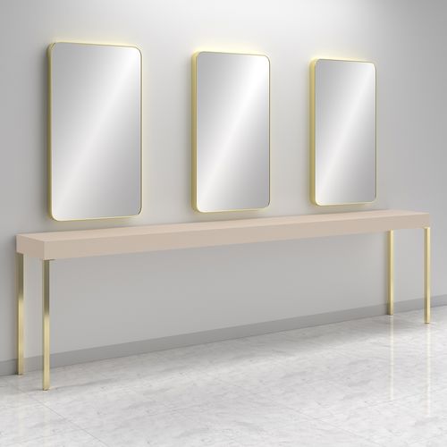 Moderner Schminktisch - CONSOLLE CARRÉ 3P GOLD - Gamma & Bross - Laminat / wandmontiert / für Frisörsalon