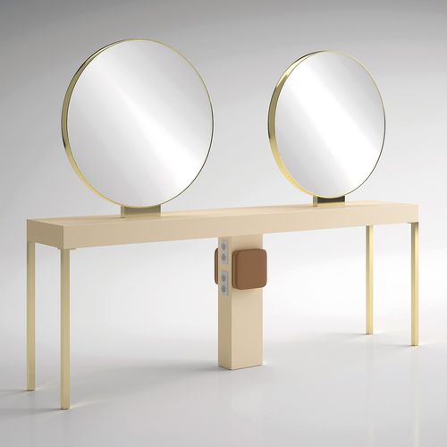 Moderner Schminktisch - ILOT RONDE 4P GOLD - Gamma & Bross - Laminat / freistehend / für Frisörsalon
