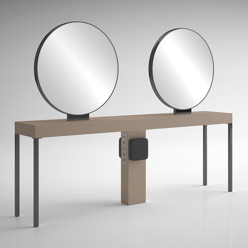 Moderner Schminktisch - ILOT RONDE 4P BLACK - Gamma & Bross - Laminat / freistehend / für Frisörsalon