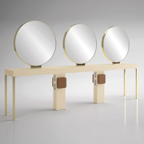 Moderner Schminktisch - ILOT RONDE 6P GOLD - Gamma & Bross - Laminat / freistehend / für Frisörsalon