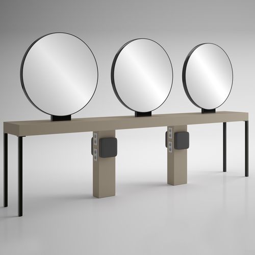 Moderner Schminktisch - ILOT RONDE 6P BLACK - Gamma & Bross - Laminat / freistehend / für Frisörsalon