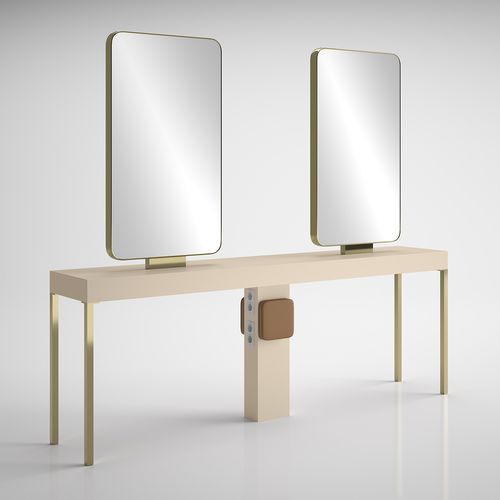 Moderner Schminktisch - ILOT CARRÉ 4P GOLD - Gamma & Bross - Laminat / freistehend / für Frisörsalon