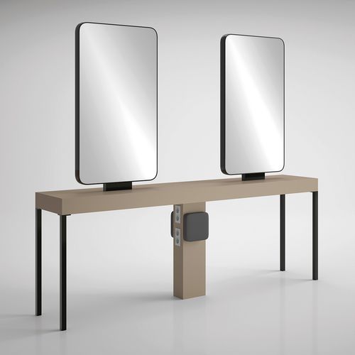 Moderner Schminktisch - ILOT CARRÉ 4P BLACK - Gamma & Bross - Laminat / freistehend / für Frisörsalon