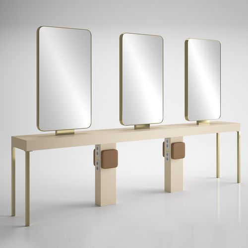 Moderner Schminktisch - ILOT CARRÉ 6P GOLD - Gamma & Bross - Laminat / freistehend / für Frisörsalon