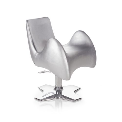 Friseurstuhl / originelles Design - FLOW - Gamma & Bross - Vinyl / Polyurethan / mit Hubhydraulik