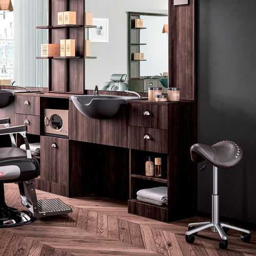 Moderner Hocker - ELVIS - Beauty Star - Leder / Gestell aus verchromtem Metall / mit Mittelfuß