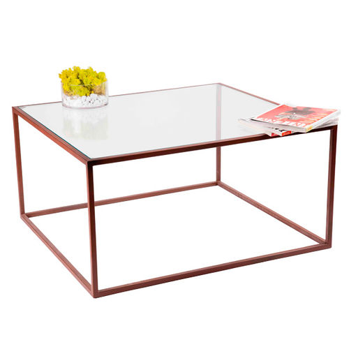 Moderner Couchtisch - PURE T18 - FIAPP - Glas / Gestell aus rostfreiem Edelstahl / quadratisch