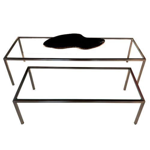 Moderner Couchtisch - PURE T19 - FIAPP - Glas / Gestell aus rostfreiem Edelstahl / rechteckig