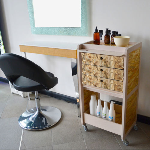 Wagen für Frisörsalon - TIMBER - Artecno Srl - für Schönheitssalon / aus recyceltem Material / poliertes Metall