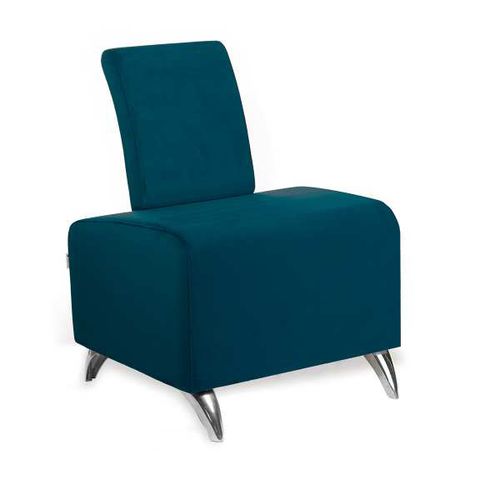 Moderner Kaminsessel - KRYPTON 1P - Nelson Mobilier - Stoff / poliertes Aluminium / grau
