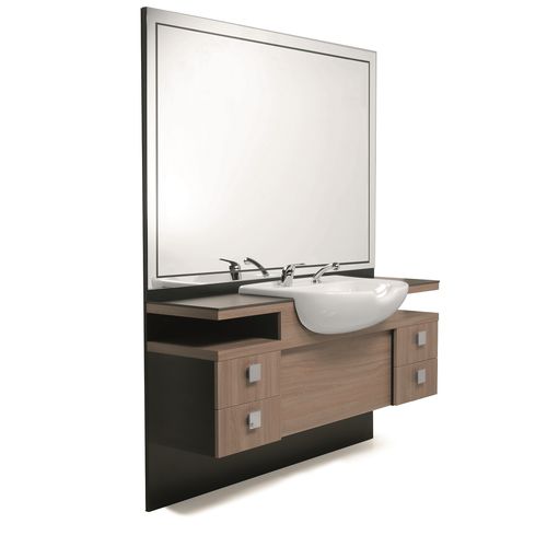 Moderner Schminktisch - MENSPACE AVEC CUVETTE - Nelson Mobilier - Laminat / Glas / wandmontiert