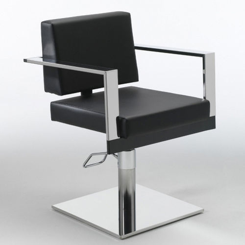 Kunstleder-Friseurstuhl - ZENITH  - SASSI - mit Hubhydraulik / weiß / schwarz