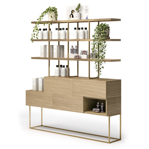 Präsentierregal für Kosmetika - FLORA - VEZZOSI - aus lackiertem Stahl / Kunststoff / einseitig