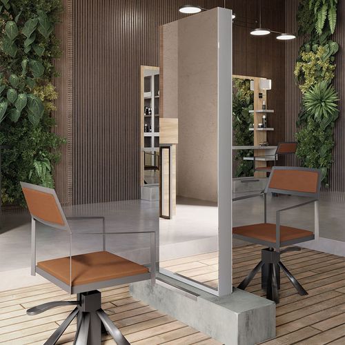 Minimalistischer Schminktisch - NATURAL DOUBLE  - VEZZOSI - Beton / Edelstahl / für Frisörsalon