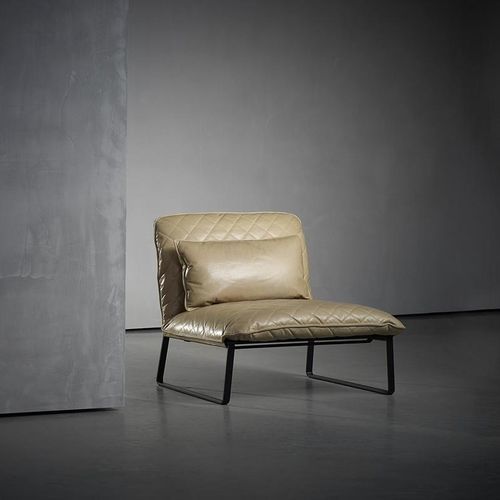Moderner Kaminsessel - KEKKE - Piet Boon Collection - Stoff / Leder / pulverbeschichteter Stahl